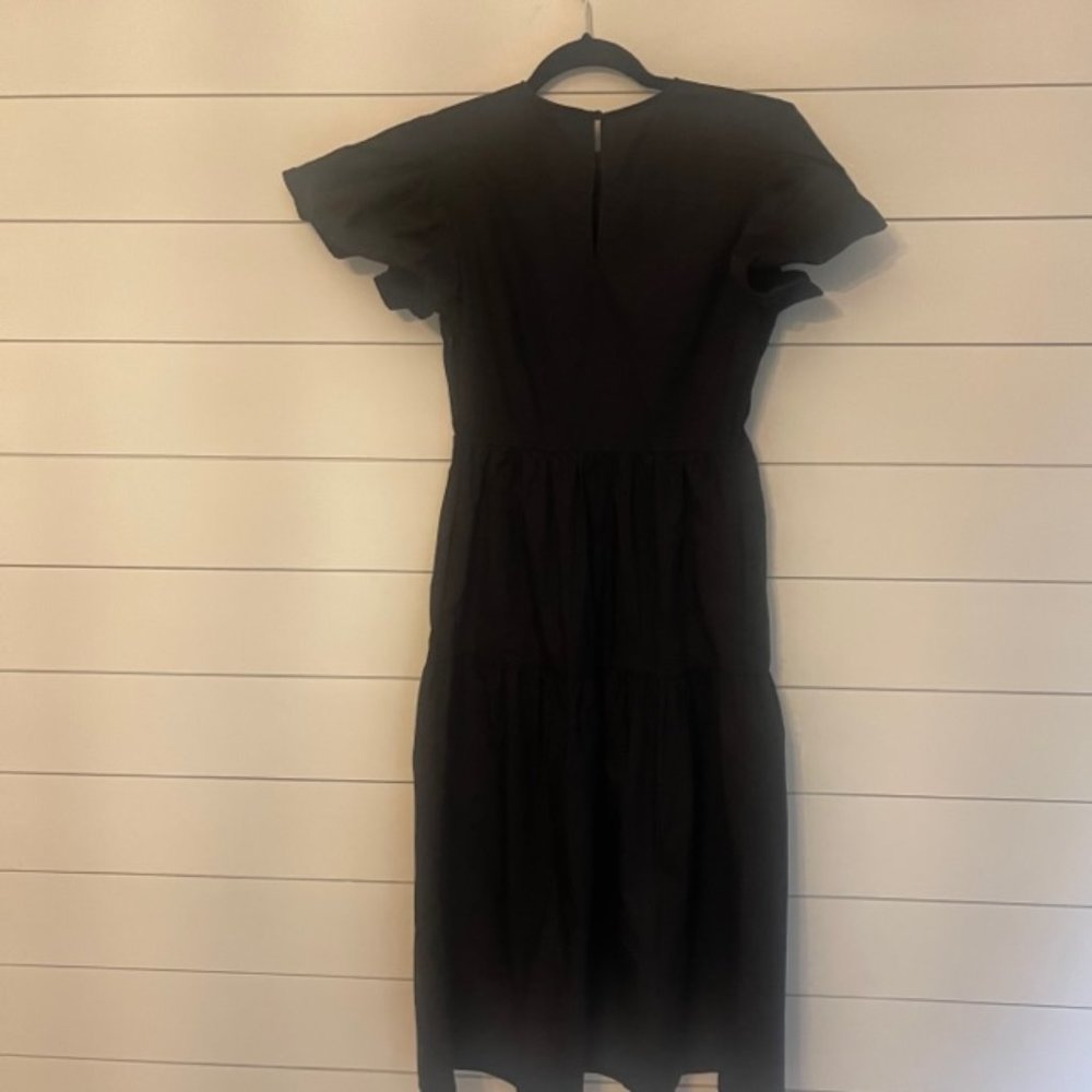 We Wore What Black  Tiered Cotton Flutter Sleeve Dress Size XS